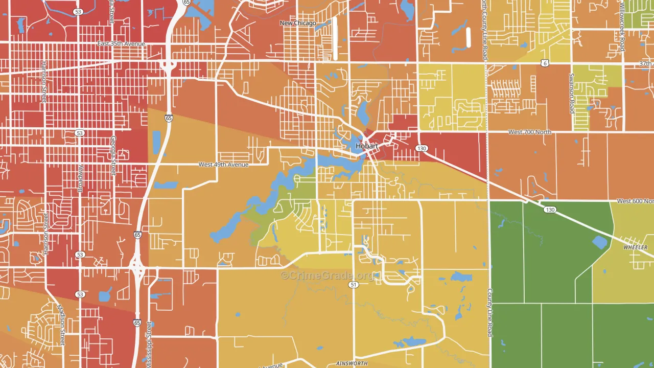 Hobart, IN Map of Assault Rates