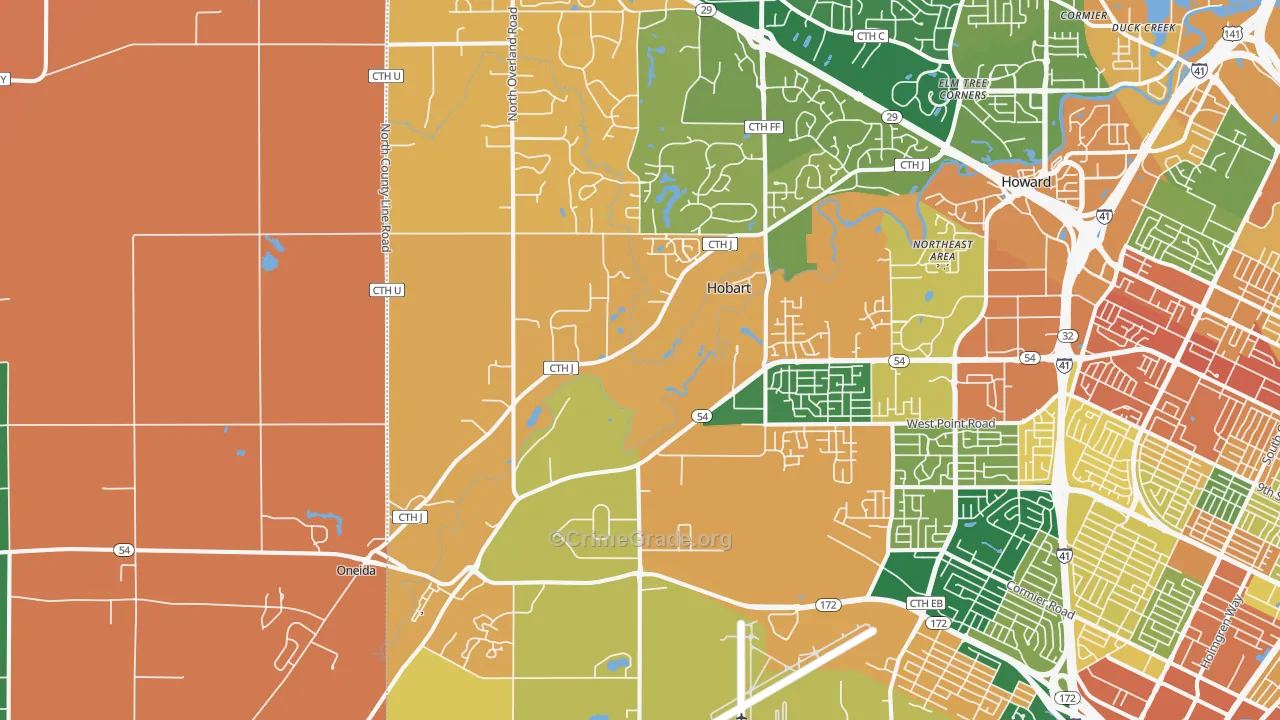 Hobart, WI Map of Assault Rates