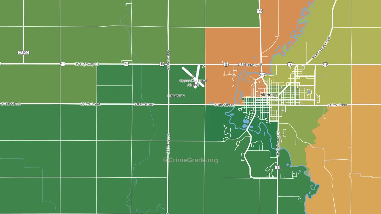 Hobarton, IA Map of Assault Rates