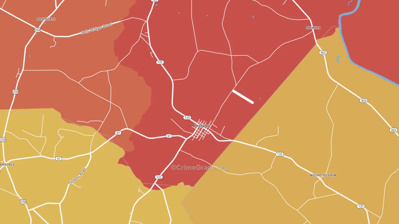 Hobgood, NC Map of Assault Rates