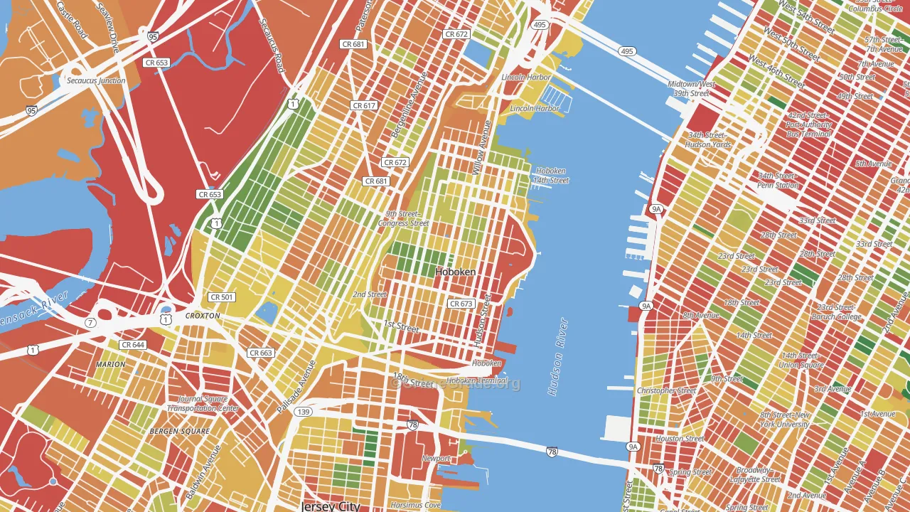 Hoboken, NJ Map of Assault Rates