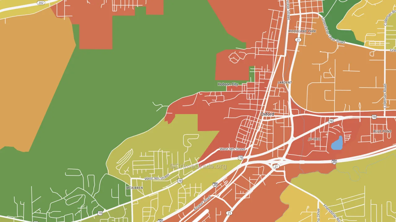 Hobson City, AL Map of Assault Rates