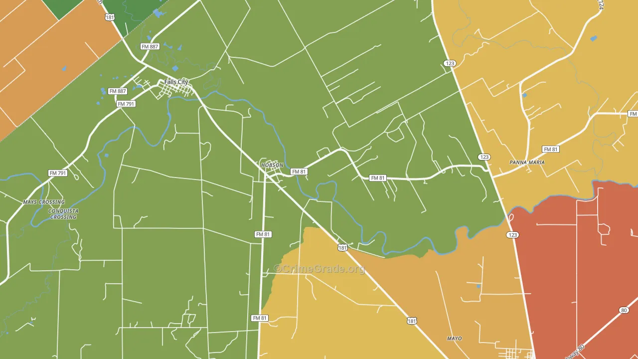 Hobson, TX Map of Assault Rates