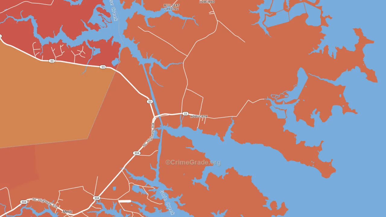 Hobucken, NC Map of Assault Rates