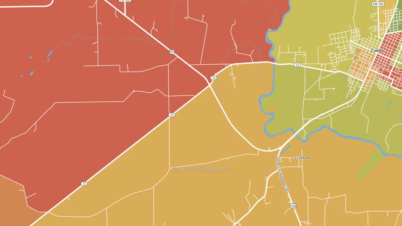 Hochheim, TX Map of Assault Rates