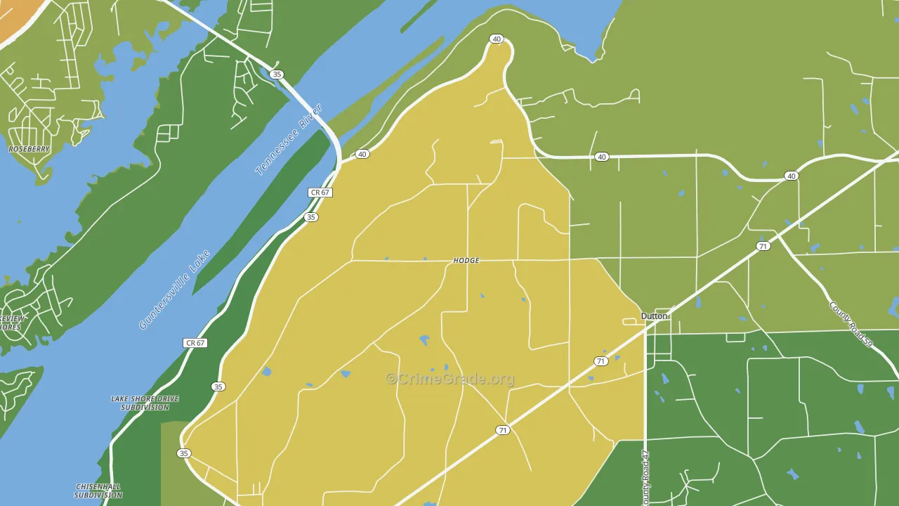 Hodge, AL Map of Assault Rates
