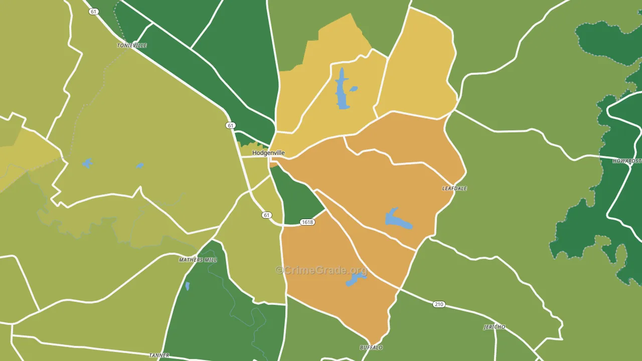 Hodgenville, KY Map of Assault Rates