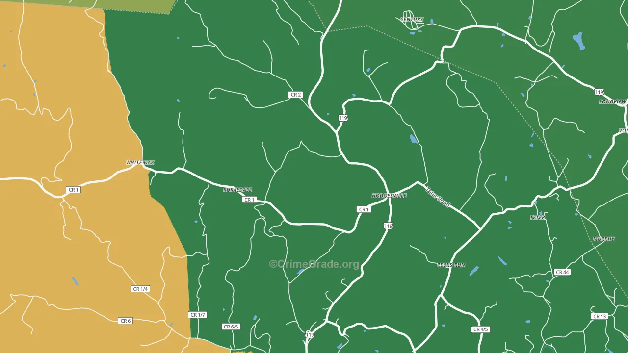 Hodgesville, WV Map of Assault Rates