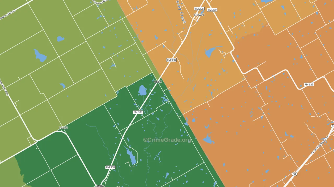 Hoen, TX Map of Assault Rates