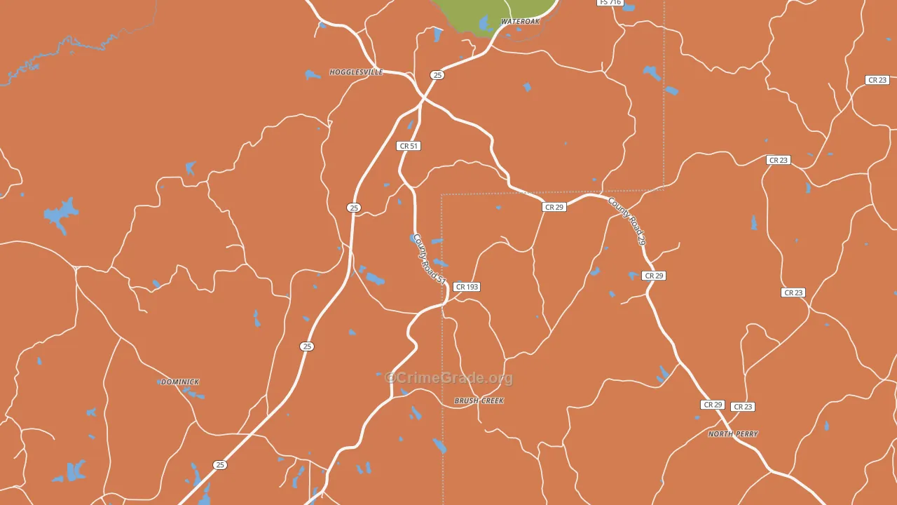 Hogglesville, AL Map of Assault Rates