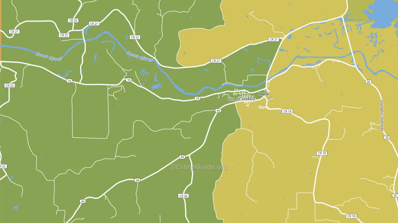 Hokah, MN Map of Assault Rates