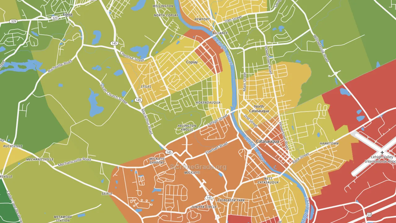 Hokendauqua, PA Map of Assault Rates