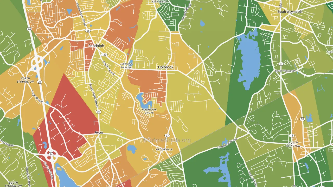 Holbrook, MA Map of Assault Rates