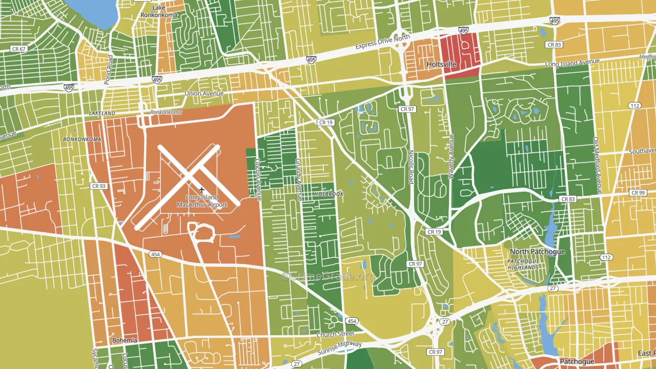 Holbrook, NY Map of Assault Rates