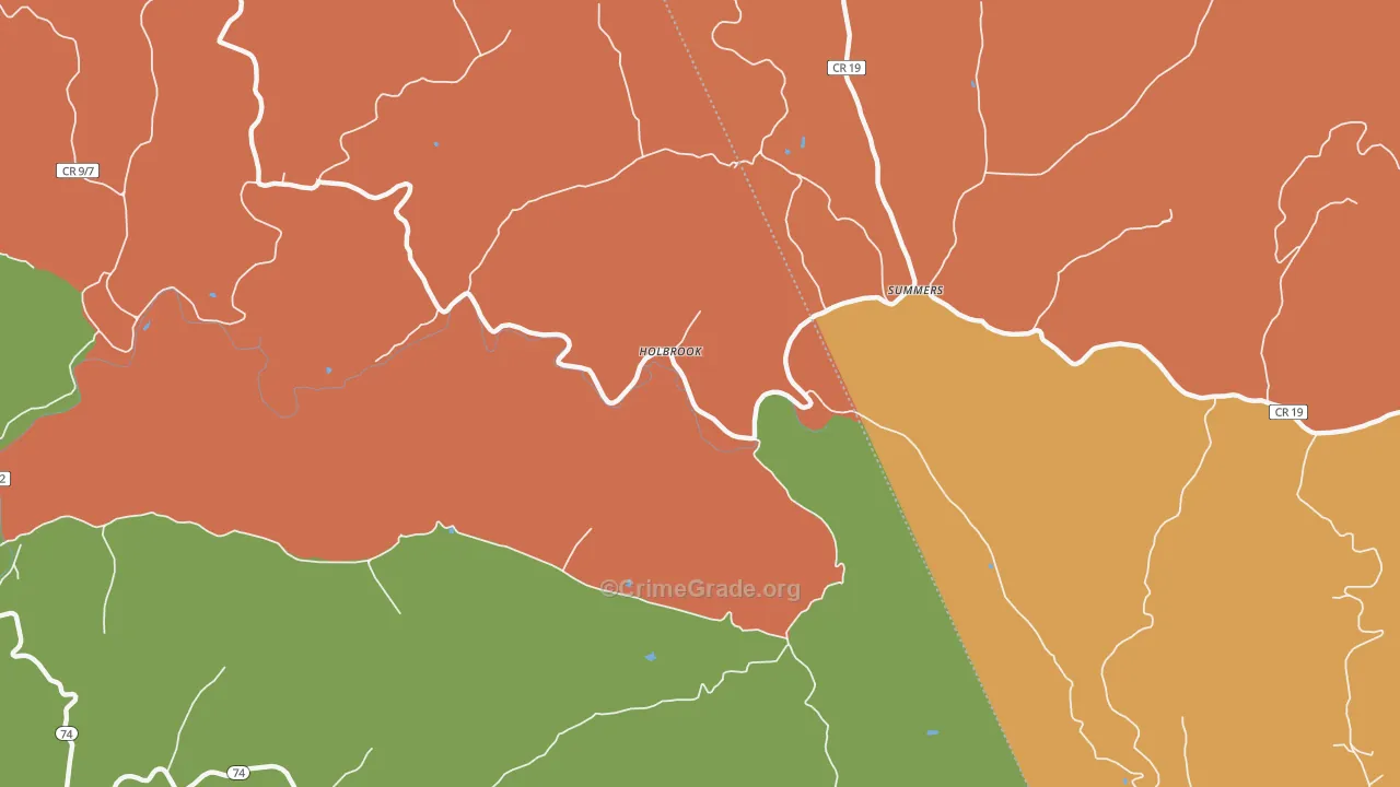 Holbrook, WV Map of Assault Rates
