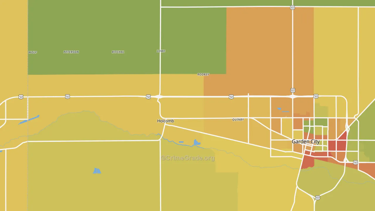 Holcomb, KS Map of Assault Rates