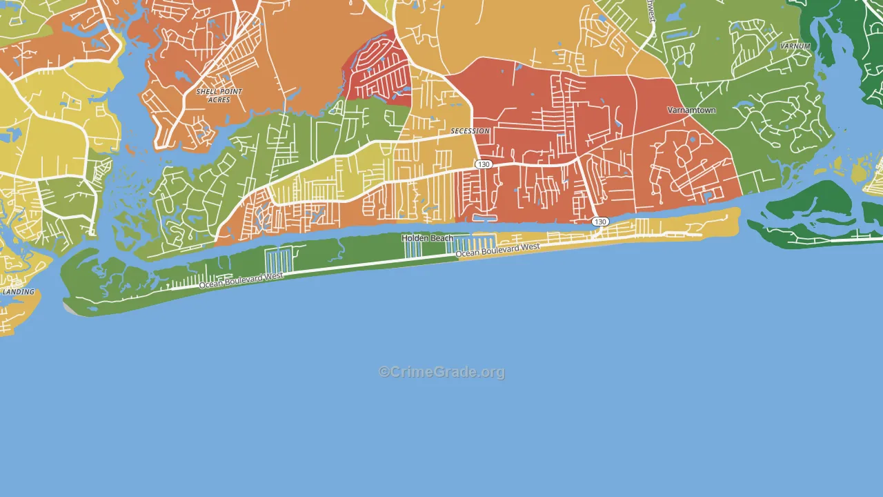 Holden Beach, NC Map of Assault Rates