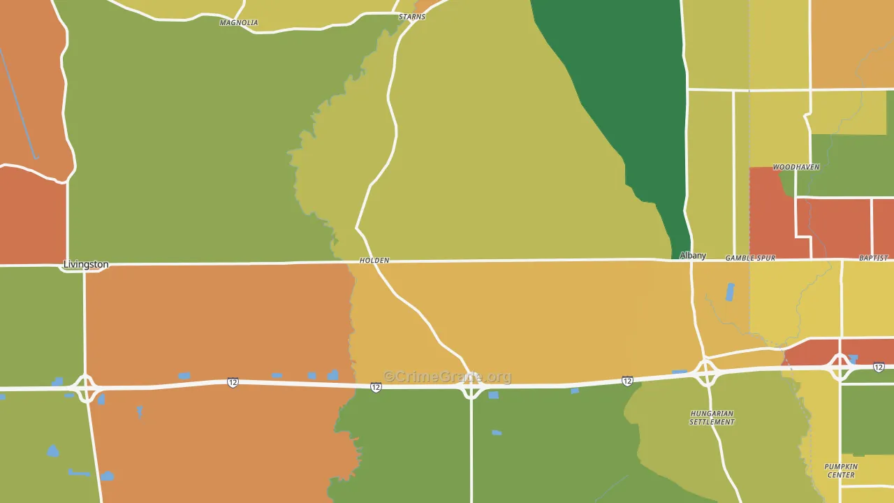 Holden, LA Map of Assault Rates