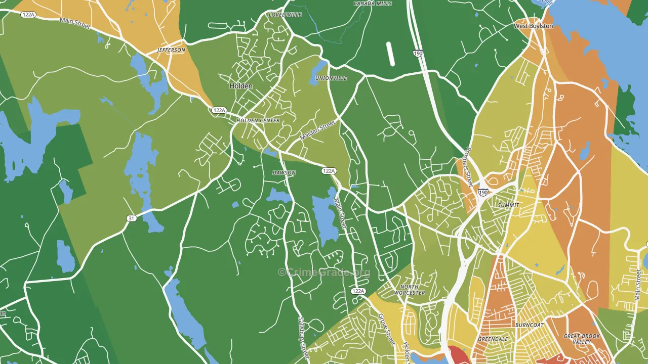 Holden, MA Map of Assault Rates