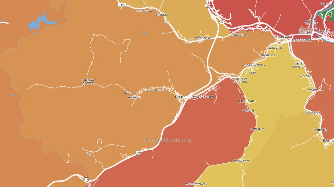 Holden, WV Map of Assault Rates