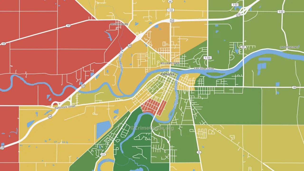 Holgate Avenue Historic District, Defiance, OH Map of Assault Rates