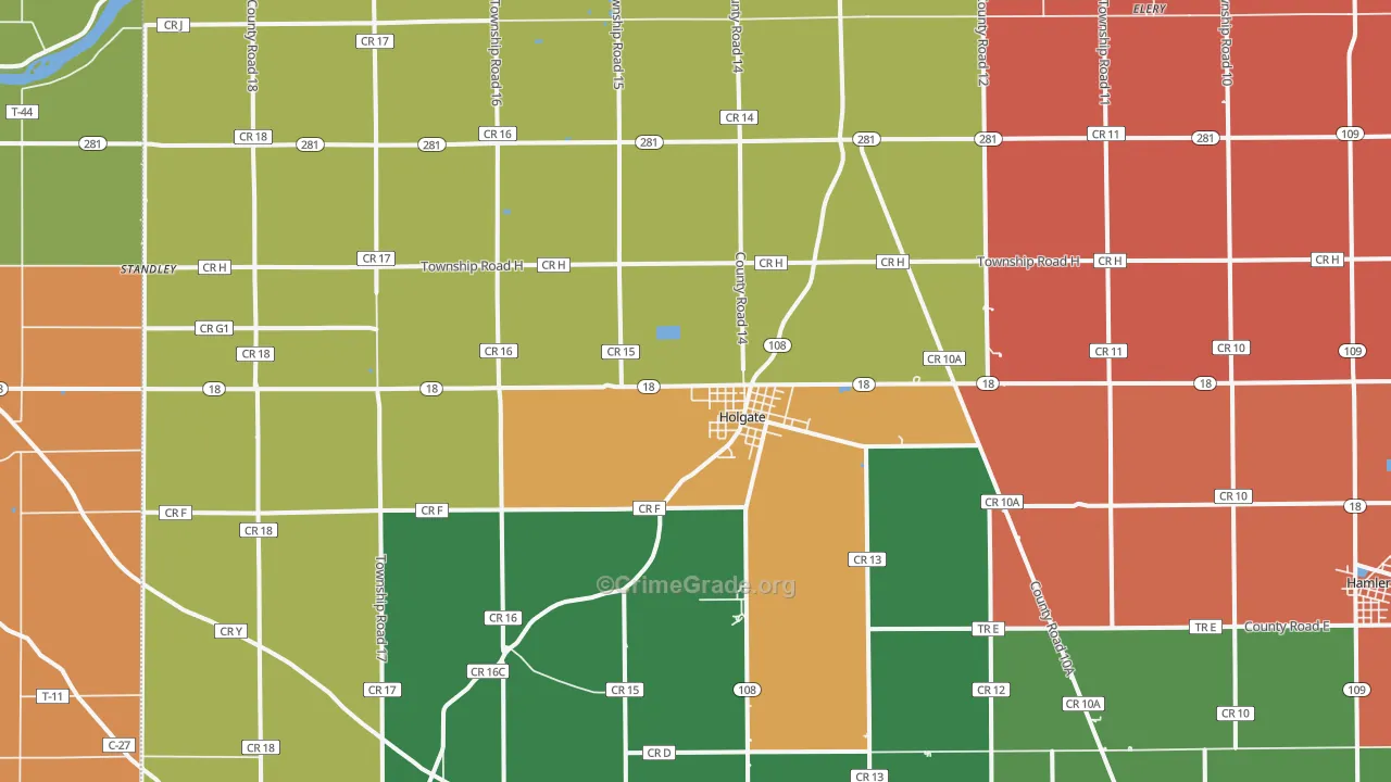 Holgate, OH Map of Assault Rates