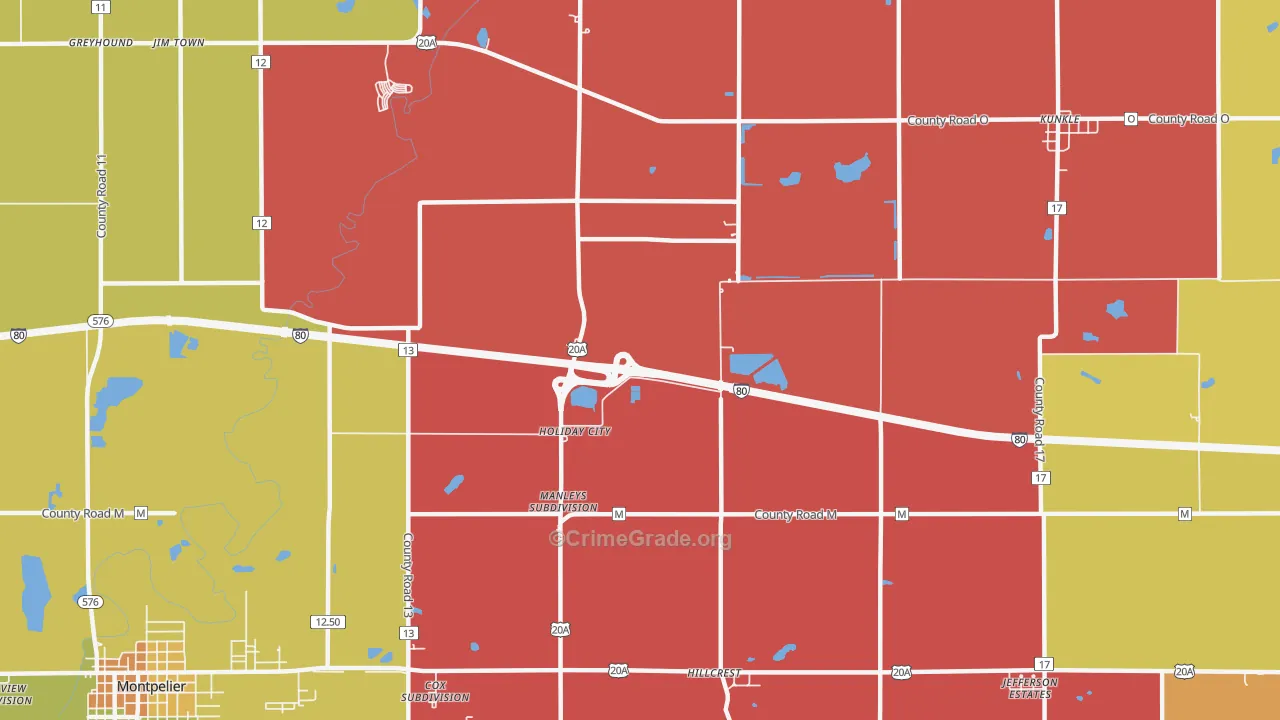 Holiday City, OH Map of Assault Rates