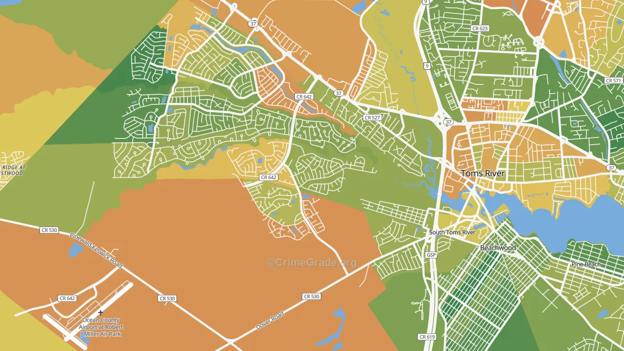 Holiday City South, NJ Map of Assault Rates