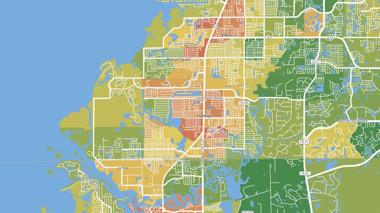 Holiday, FL Map of Assault Rates