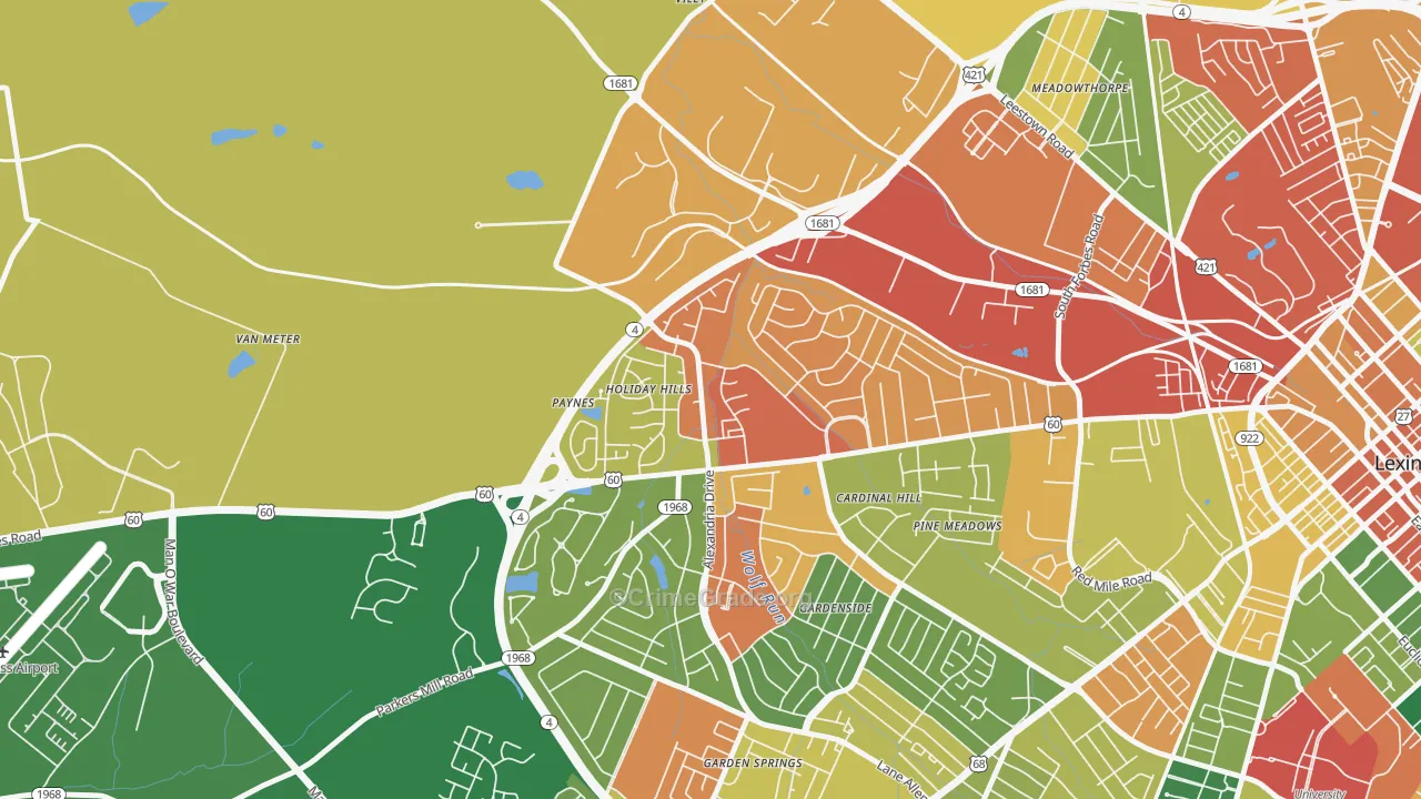 Holiday Hills, Lexington, KY Map of Assault Rates