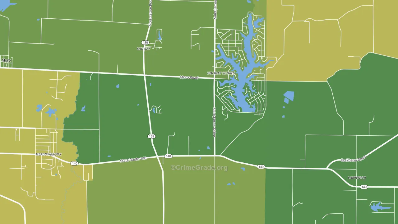 Holiday Shores, IL Map of Assault Rates