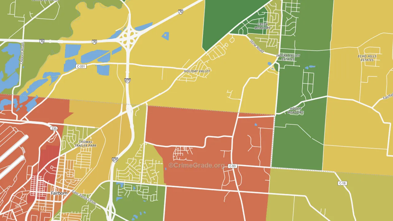 Holiday Valley, OH Map of Assault Rates