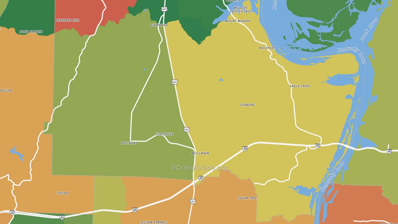 Holladay, TN Map of Assault Rates
