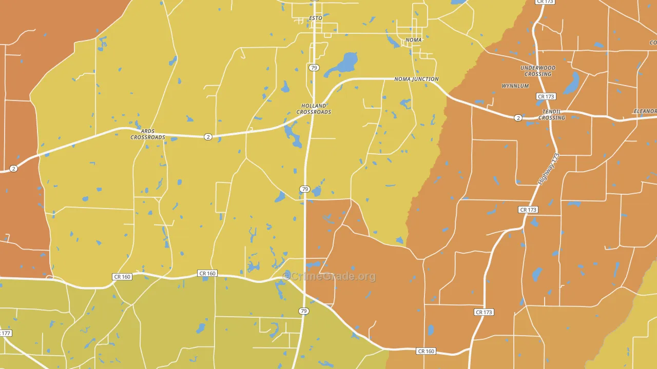 Holland Crossroads, FL Map of Assault Rates
