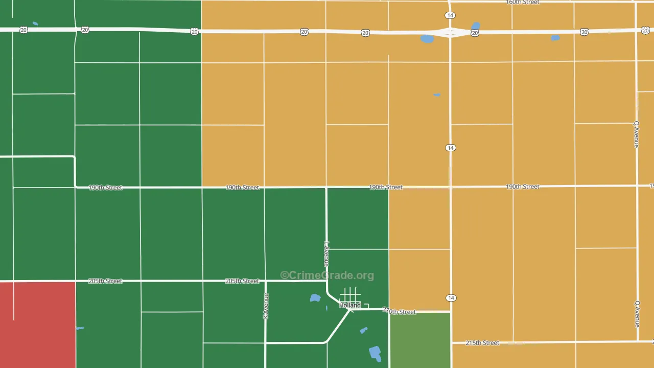 Holland, IA Map of Assault Rates