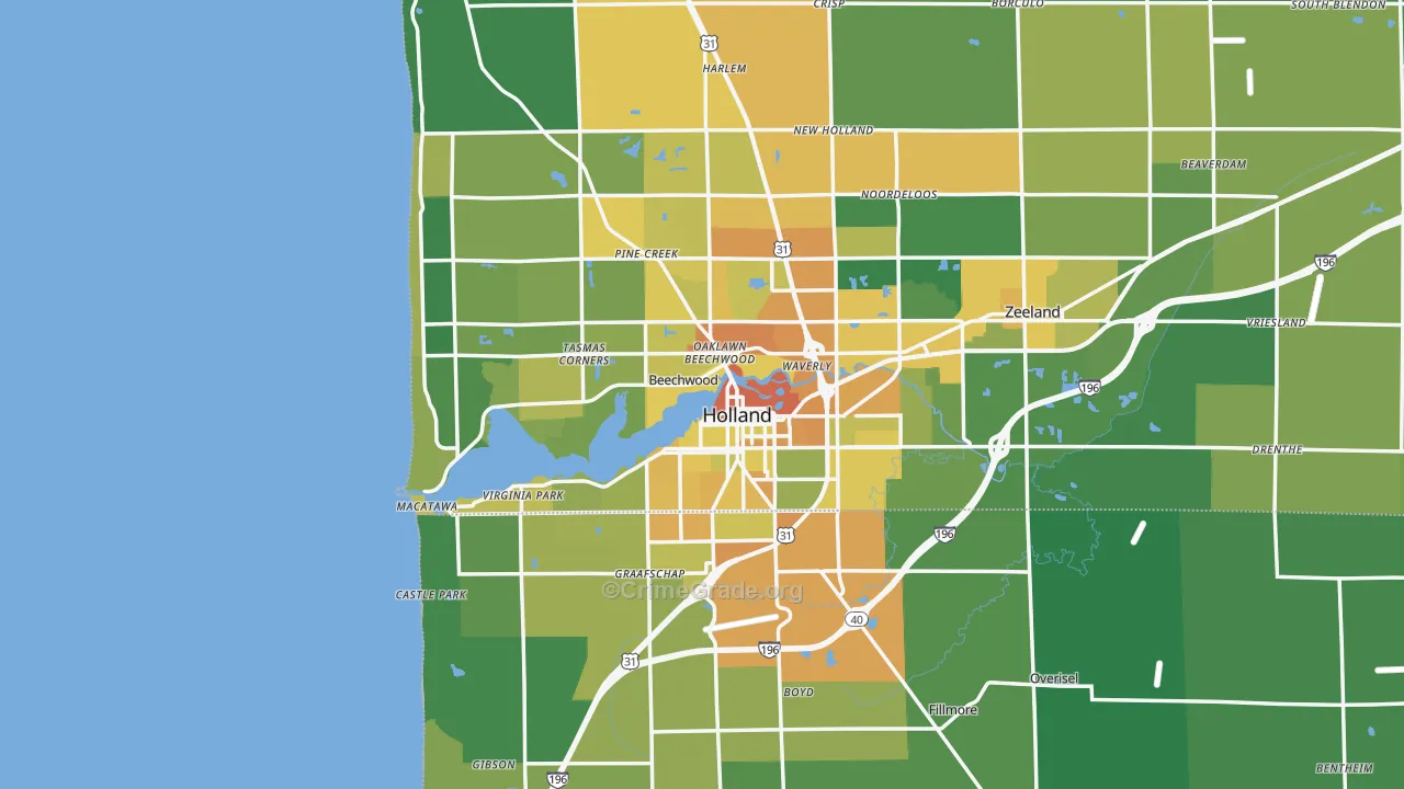 Holland, MI Map of Assault Rates