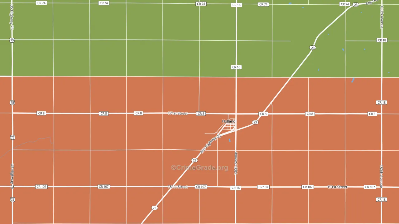 Holland, MN Map of Assault Rates