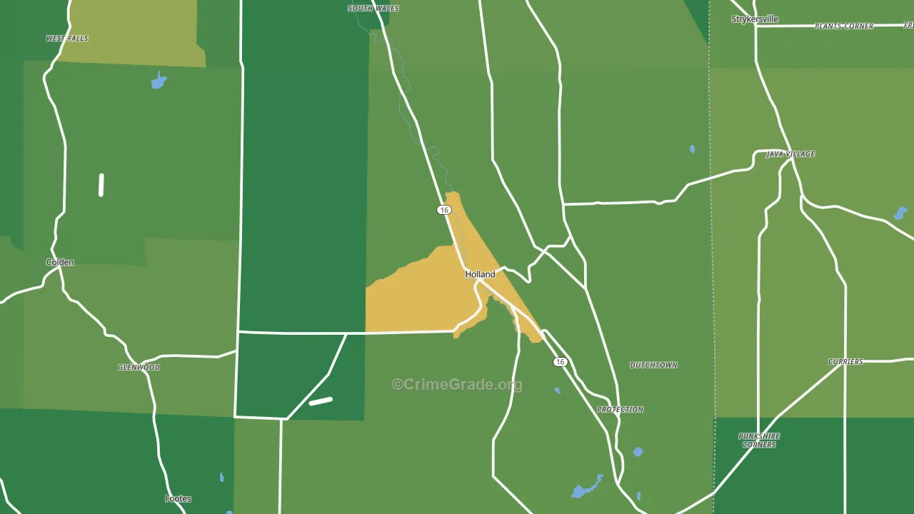 Holland, NY Map of Assault Rates