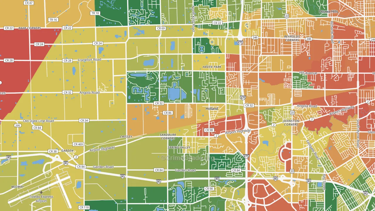 Holland, OH Map of Assault Rates