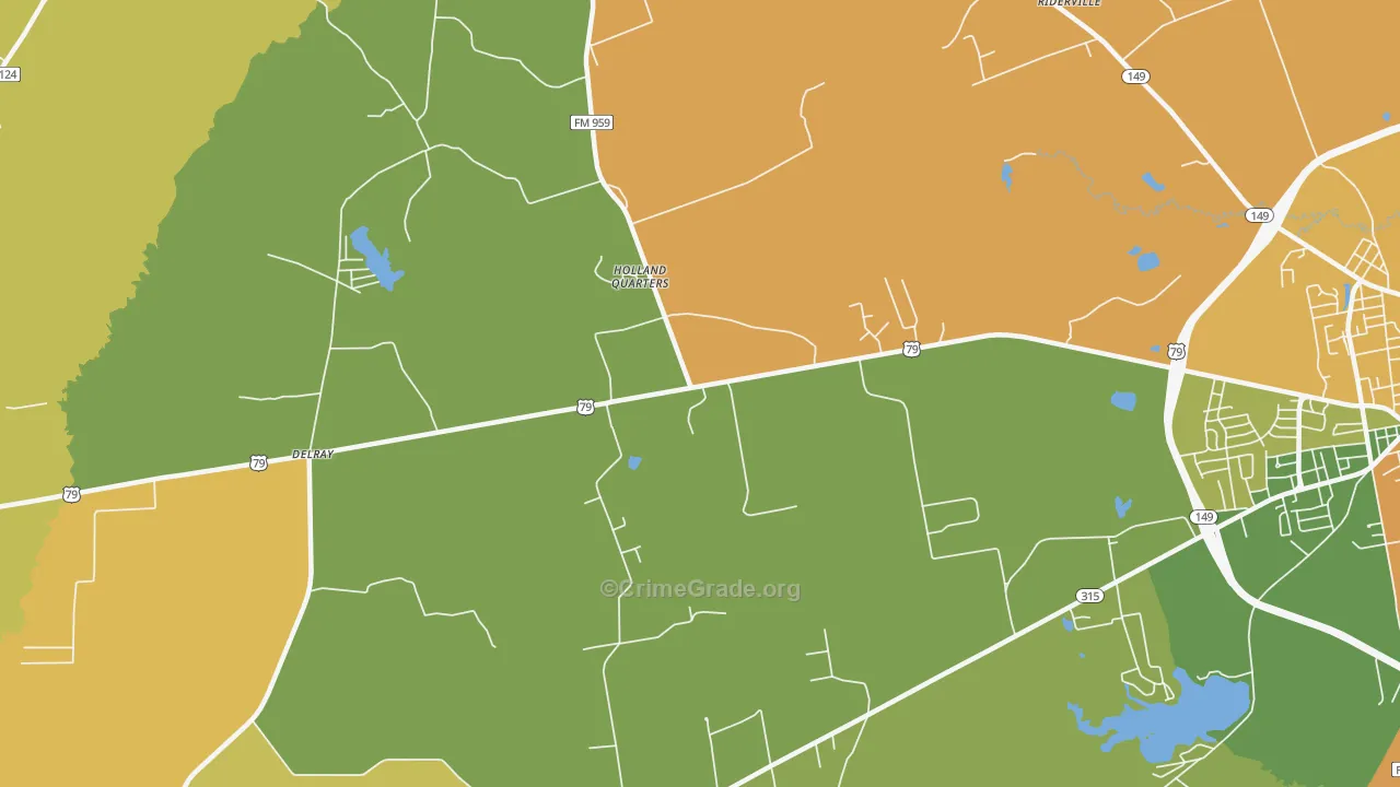 Holland Quarters, TX Map of Assault Rates