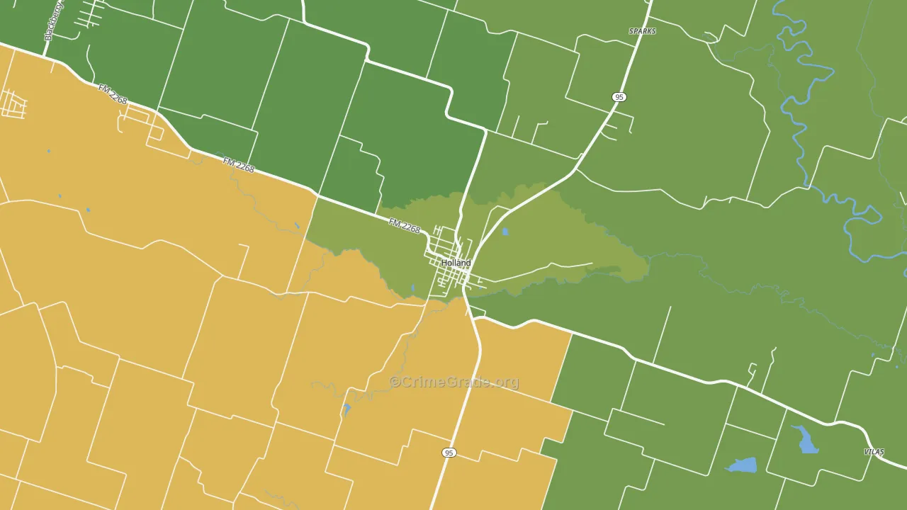 Holland, TX Map of Assault Rates