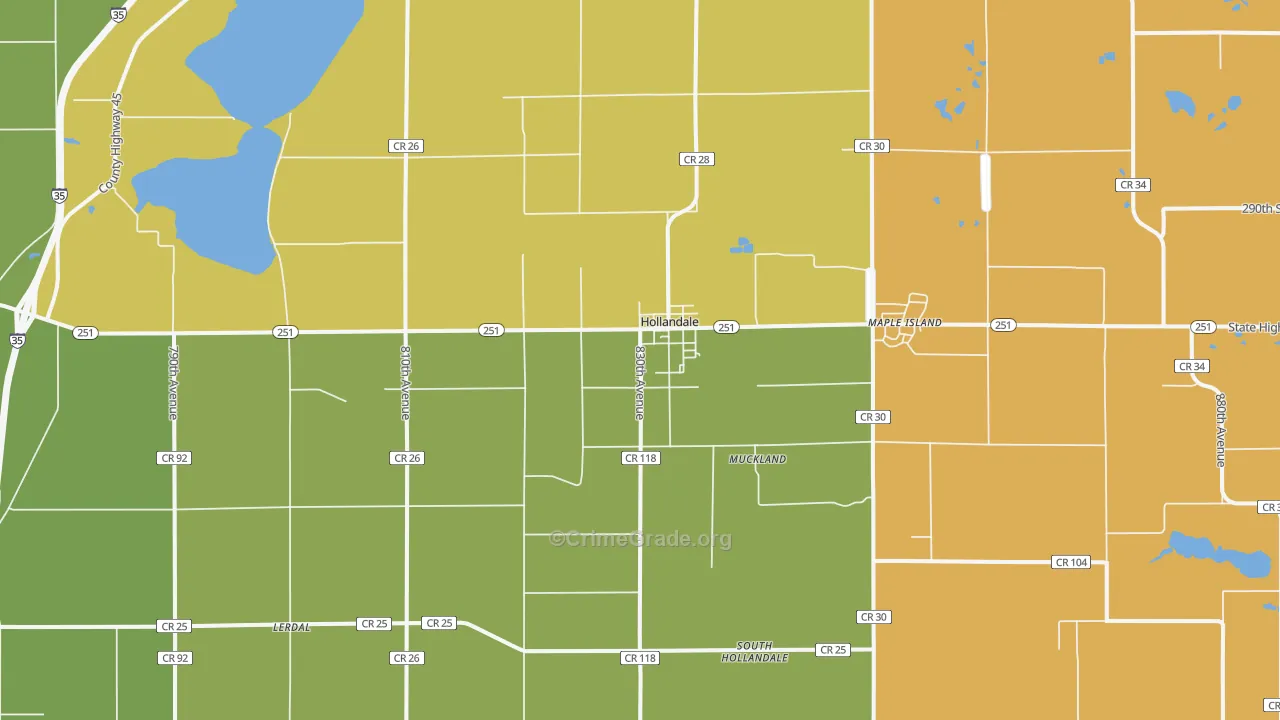 Hollandale, MN Map of Assault Rates