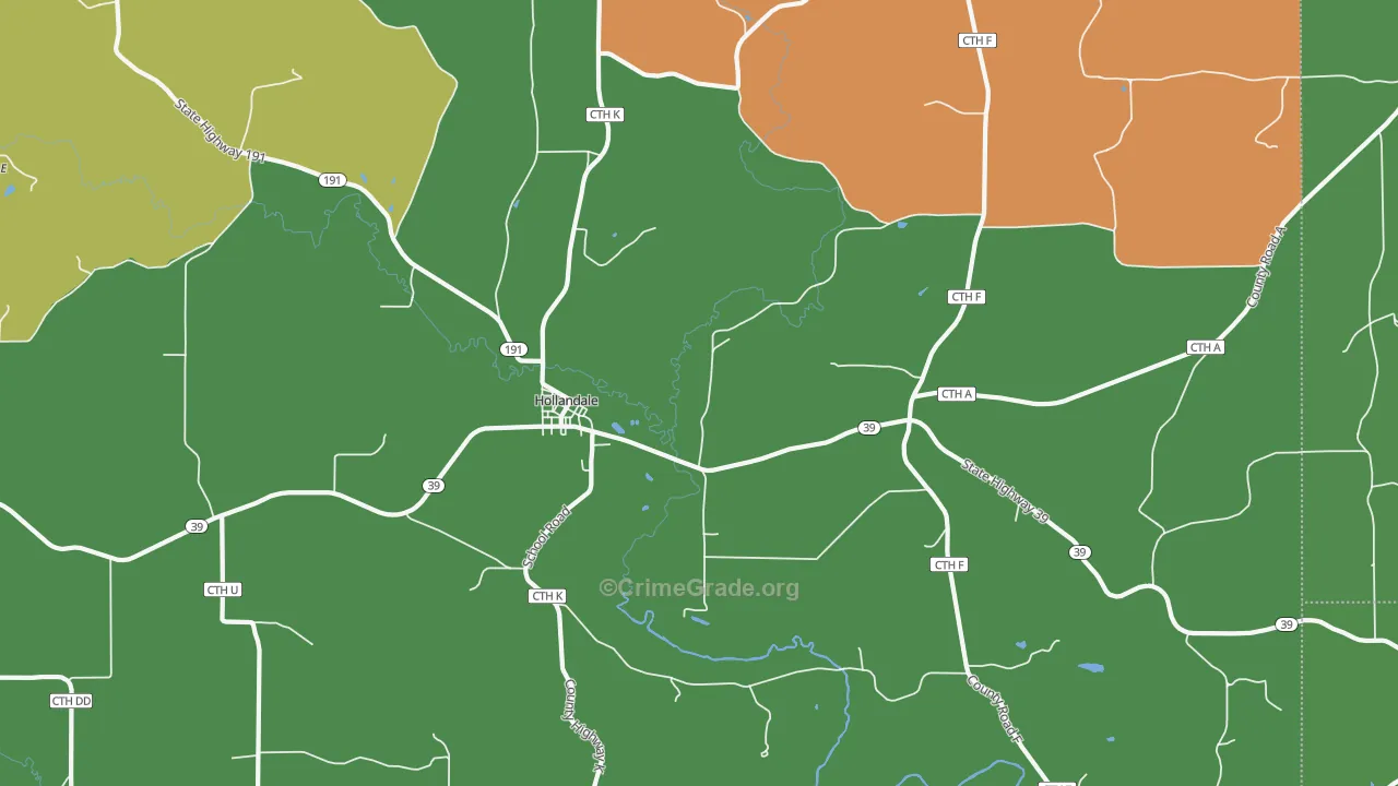 Hollandale, WI Map of Assault Rates