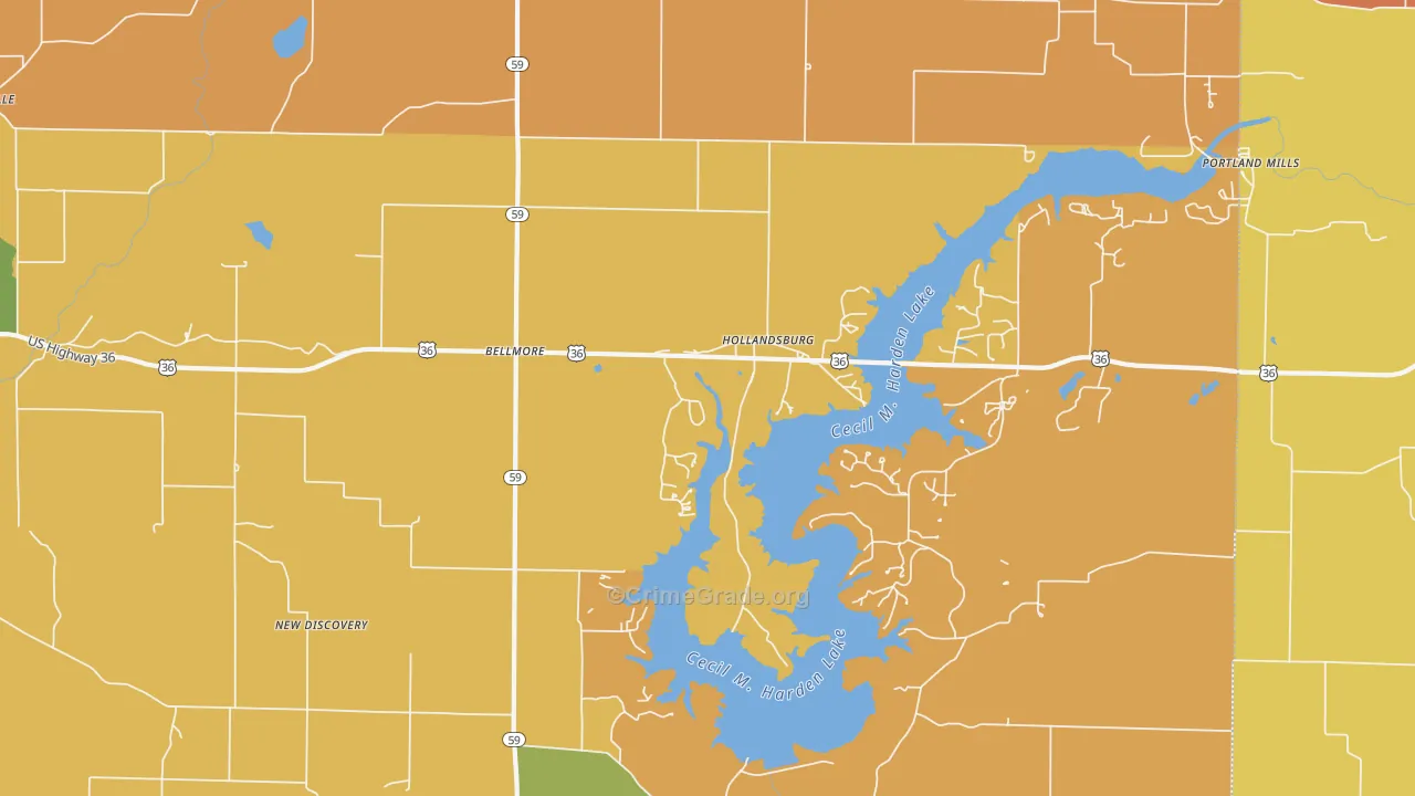 Hollandsburg, IN Map of Assault Rates