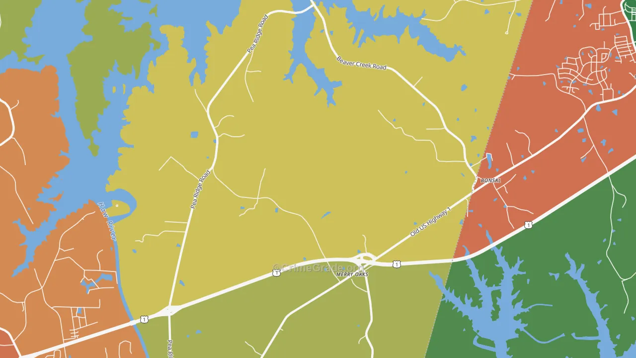 Hollemans Crossroads, NC Map of Assault Rates