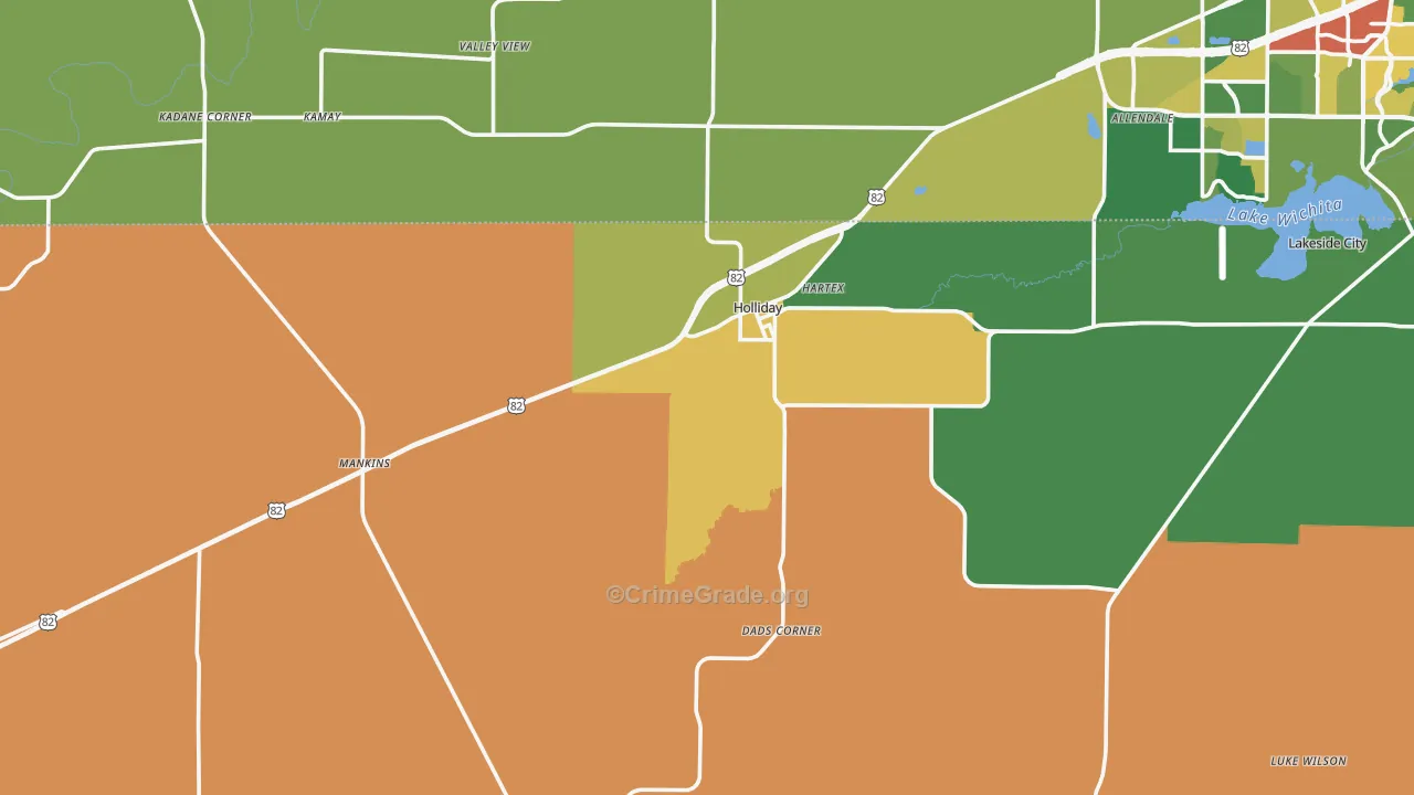 Holliday, TX Map of Assault Rates
