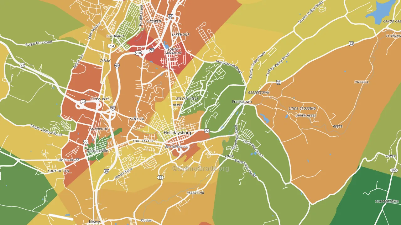 Hollidaysburg, PA Map of Assault Rates
