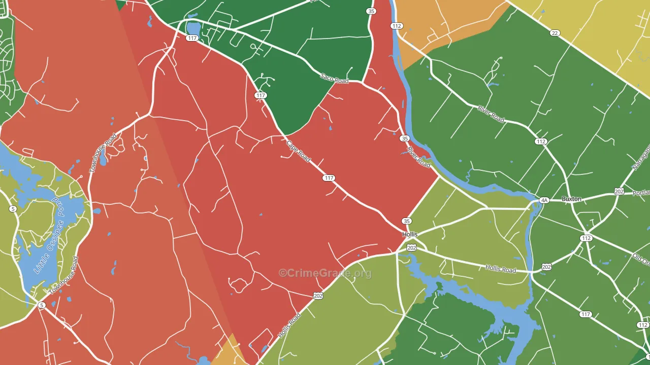 Hollis Center, ME Map of Assault Rates