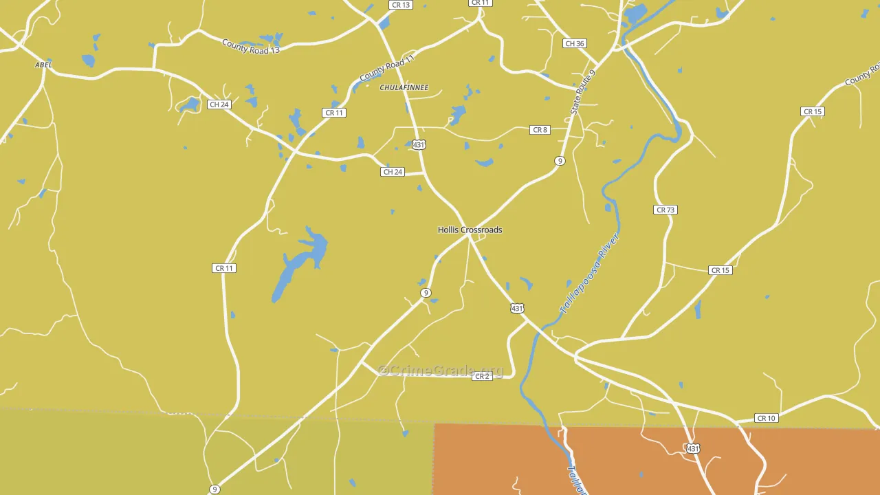 Hollis Crossroads, AL Map of Assault Rates