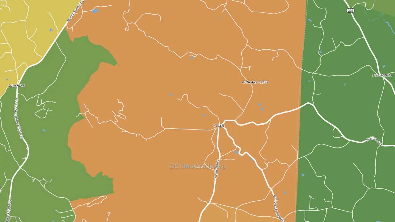 Hollis, NC Map of Assault Rates